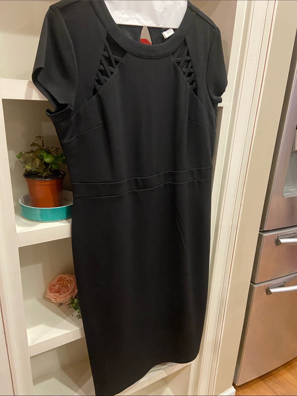 Sami & Jo Black Midi Dress with Lattice Neckline